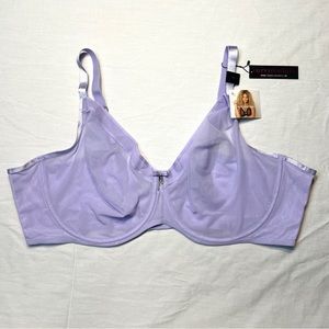 Lavender Sheer Mesh Full Coverage Unlined Underwire Bra - 46G